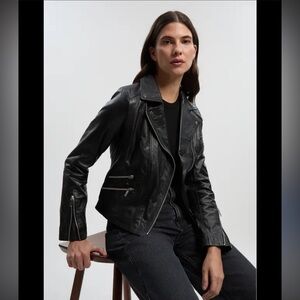 Karen Millen Black Leather Biker Jacket
